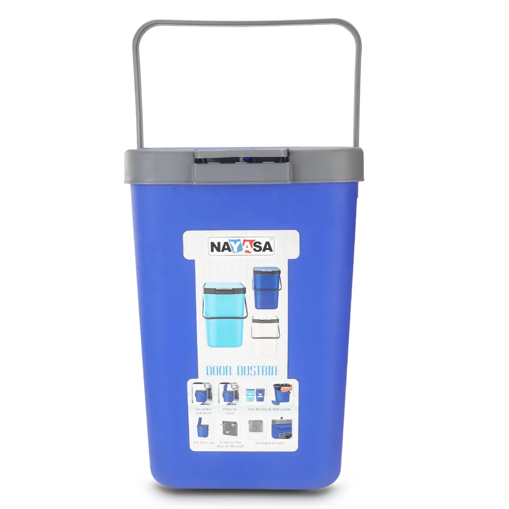 Nayasa Small Door Wall Mounting Dustbin With Lid - Blue
