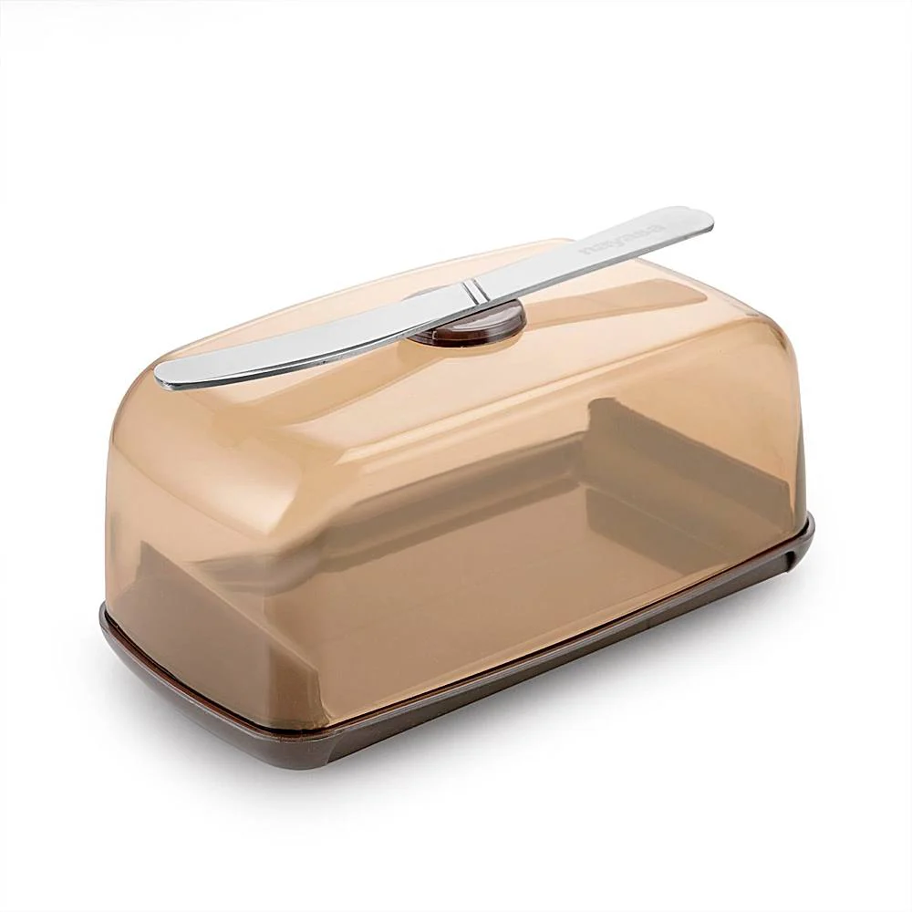 Nayasa Magnetic Butter Knife Holder With Container - Brown