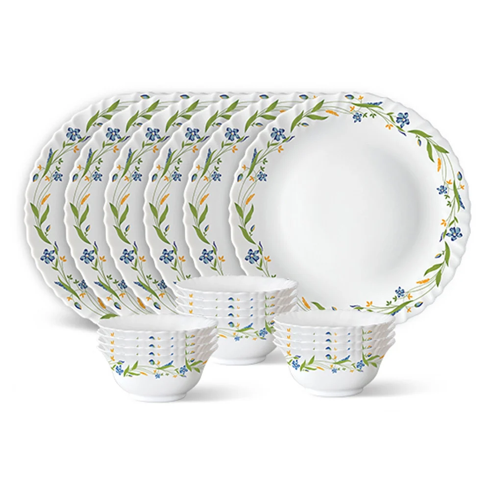 Larah By Borosil Dinner Set (Thali Set) Cripper - 18 Pieces