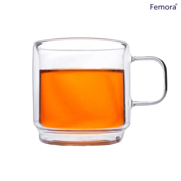 Femora Double Wall Glass Coffee Mug - 280 ml