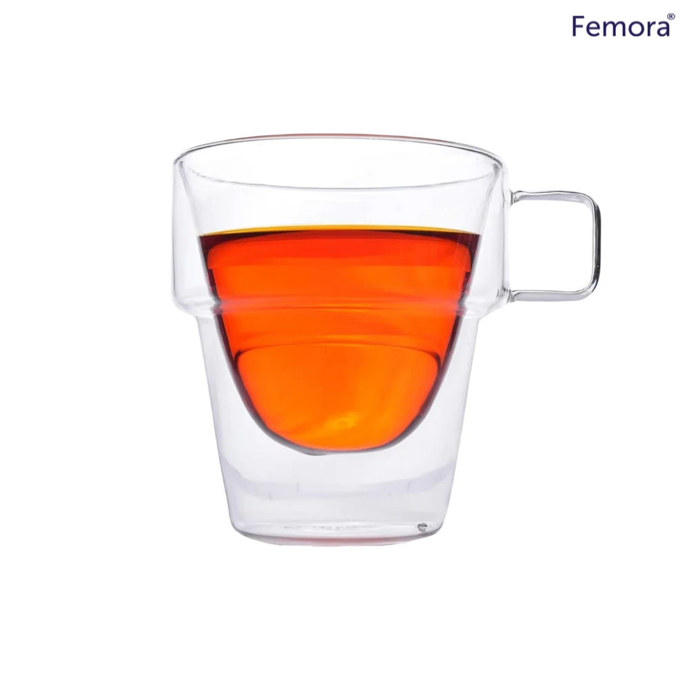 Femora Double Wall Glass Coffee Mug - 235 ml