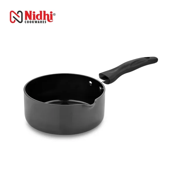 Nidhi Hard Anodised Sauce Pan (Black) - 13.5 cm