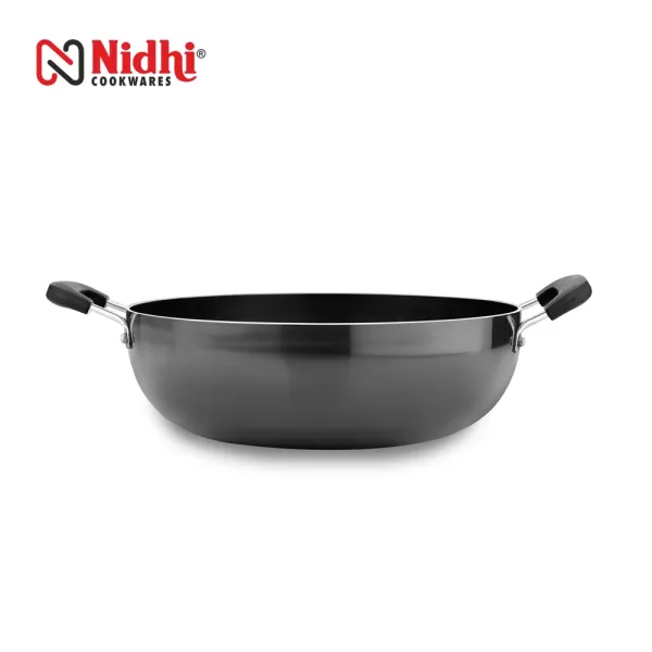 Nidhi Hard Anodised Kadhai - Black (5.5 L)