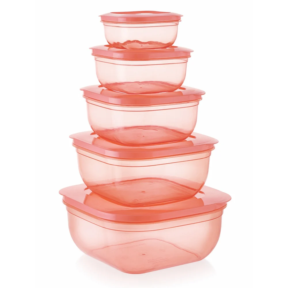 Mastercook Malta Square Storage Container - Peach (5 Pieces)