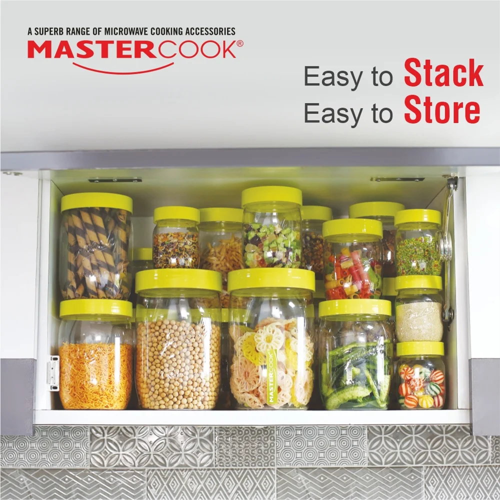 Mastercook Mason Multipurpose Storage Jar - Green (12 Pieces)