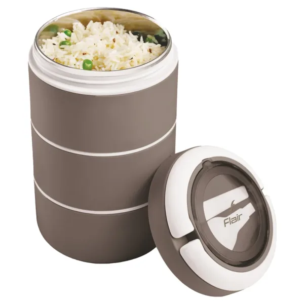 Flair Feast Lunch Box 3 Layer (1110 ml) - Grey