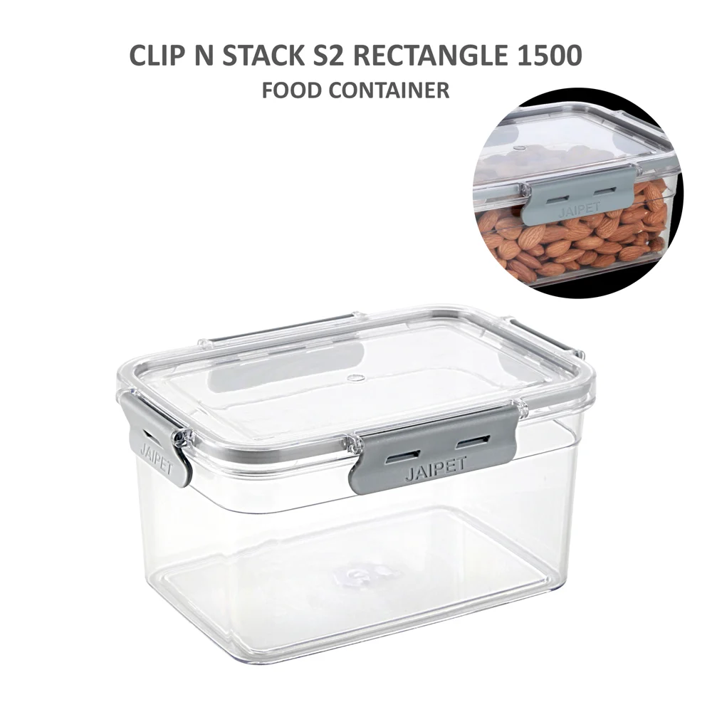 Jaipet S2 Clip & Stack Storage Box (Grey) - 1.5 L