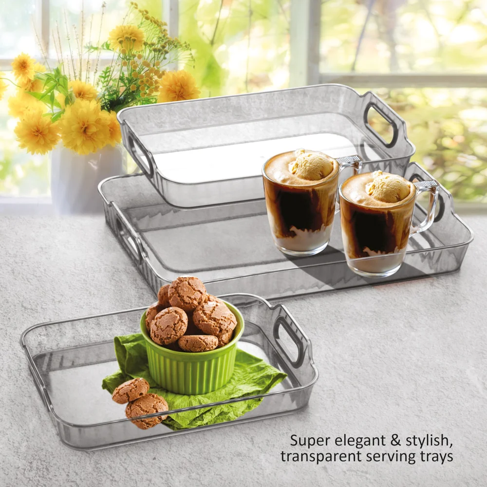 Jaipet Harmony Multipurpose Tray (Grey) - Set Of 3