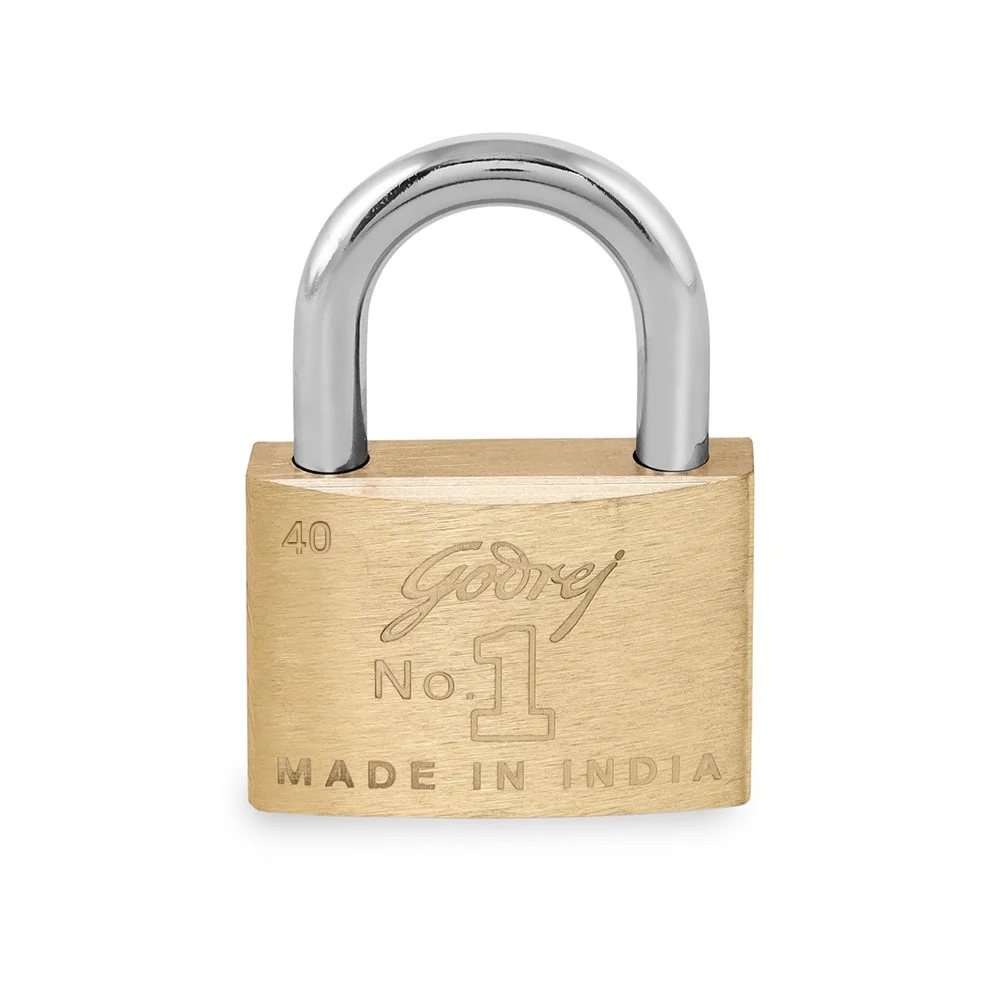 Godrej No.1 40MM Square Brass Padlock (1 Lock & 3 Keys)