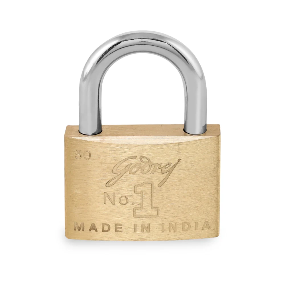 Godrej No.1 50MM Square Brass Padlock (1 Lock & 3 Keys)