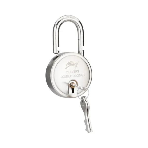 Godrej Double Locking 7 Levers (1 Locks & 3 Keys) - Silver Padlock
