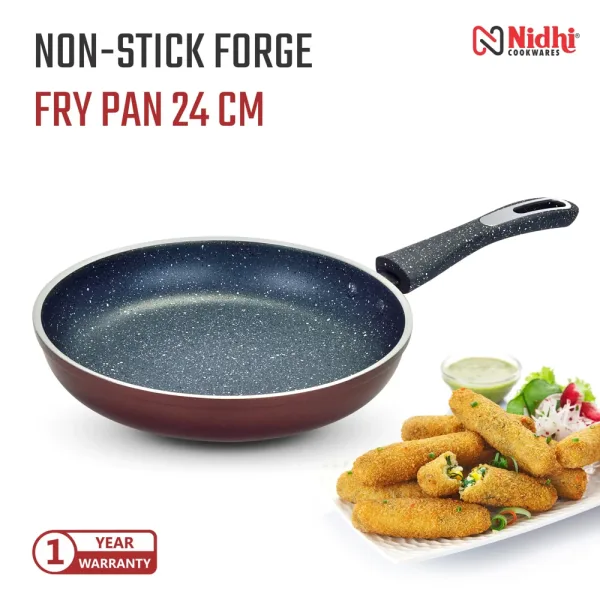 Nidhi Non-Stick Forge Fry Pan (Wine) - 24 cm