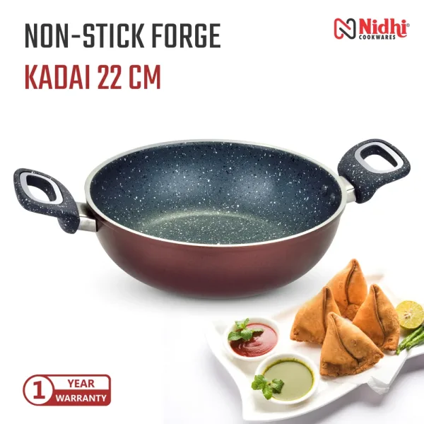 Nidhi Non-Stick Forge Kadhai (Wine) - 22 cm