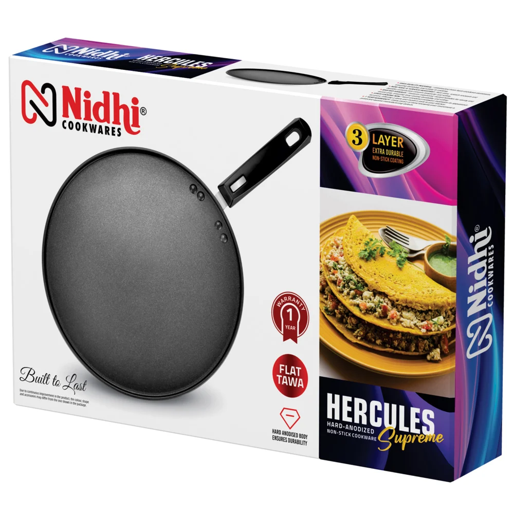 Nidhi Hard Anodised Non-Stick Smart Tawa (Black) - 28.5 cm