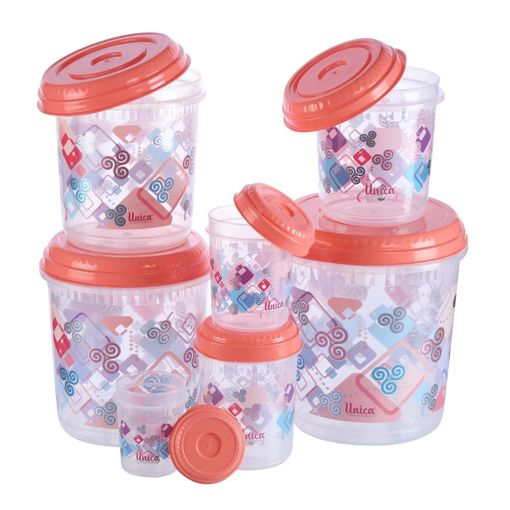 Unica Splendido Multipurpose Storage Container (Coral) - Set of 7