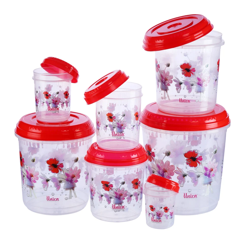 Unica Splendido Multipurpose Storage Container (Red) - Set of 7