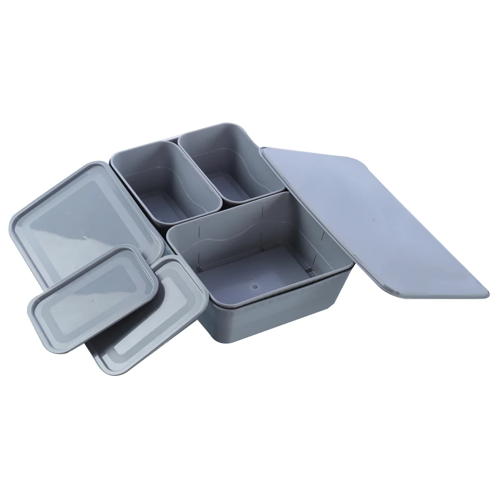 Unica Multipurpose Tray With Lid (Grey) - Set of 4