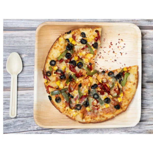 Tamul Disposable Square Areca Palm Leaf - 10 Inch Plates & 160 mm Spoon Set