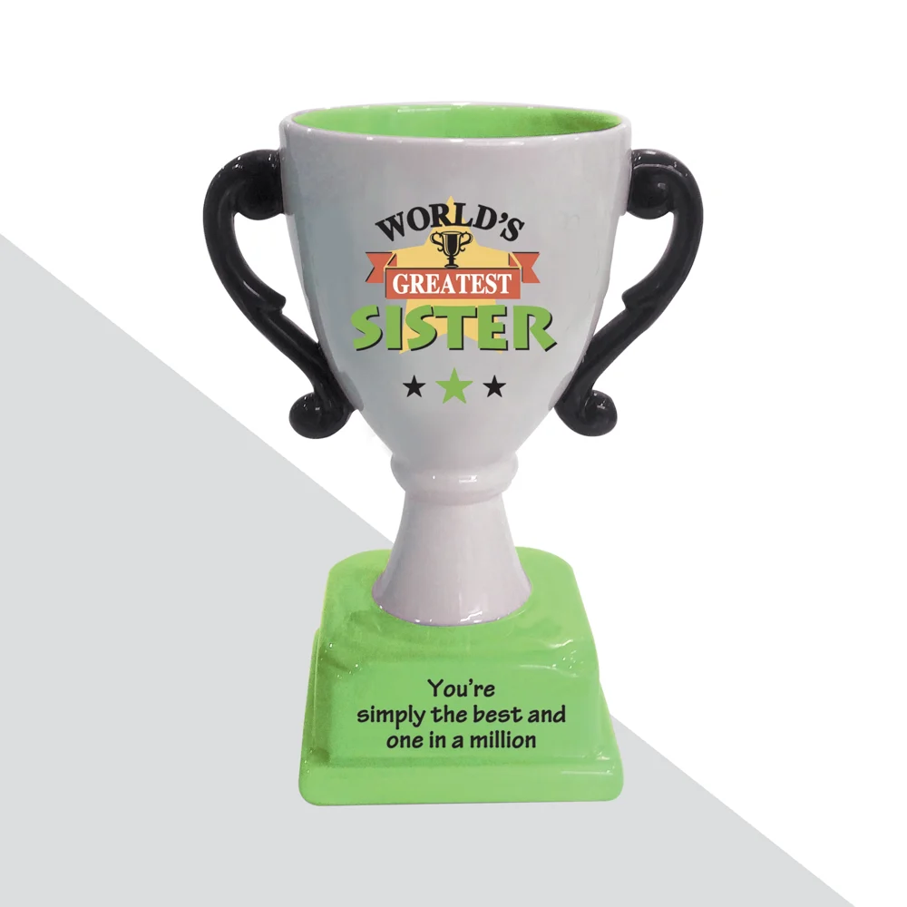 Archies Ceramic Trophy For World's Greatest Sister (Green)