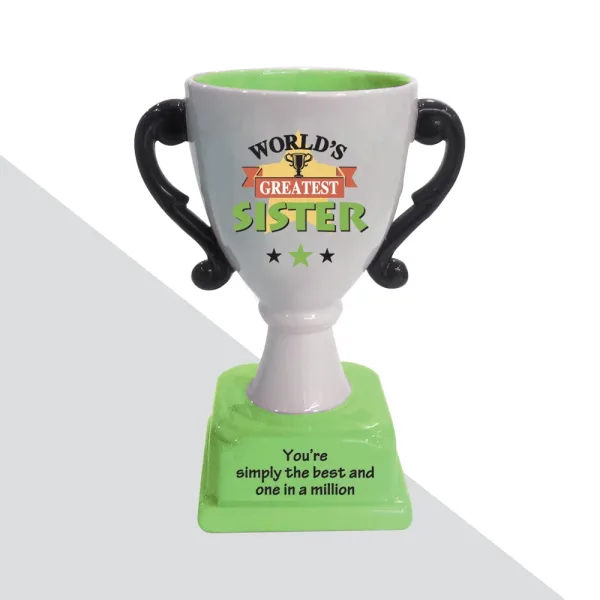 Archies Ceramic Trophy For World's Greatest Sister (Green)