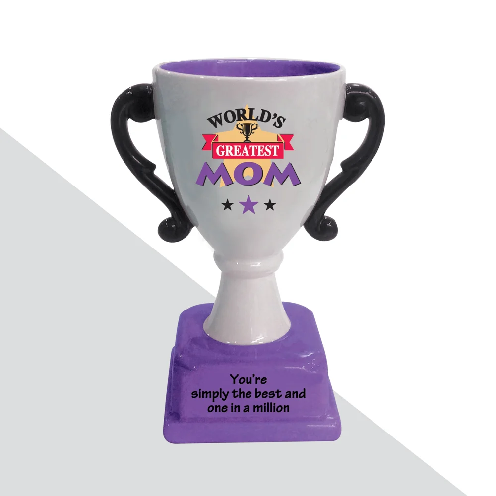 Archies Ceramic Trophy For World's Greatest Mom (Purple)