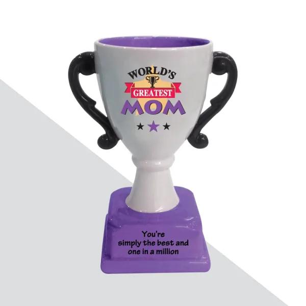 Archies Ceramic Trophy For World's Greatest Mom (Purple)