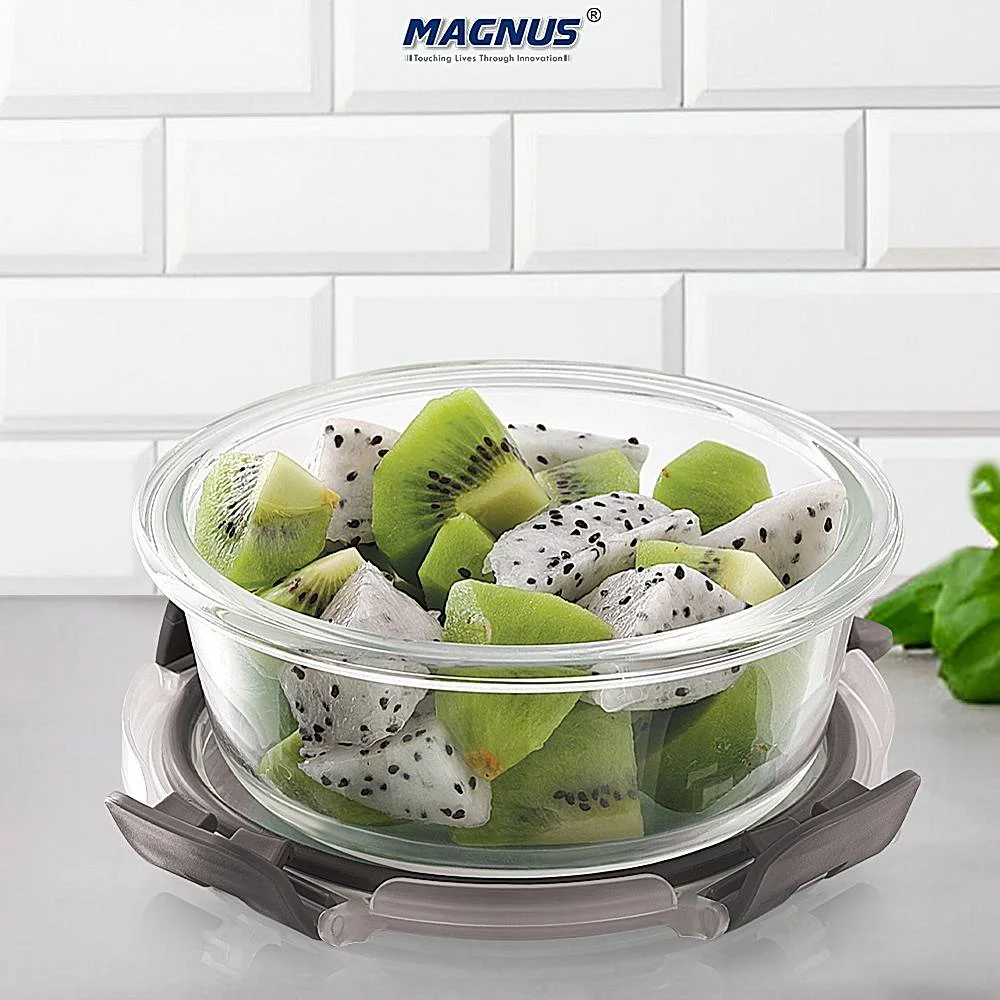 Magnus Glock Round Glass Container (Grey) 400 ml