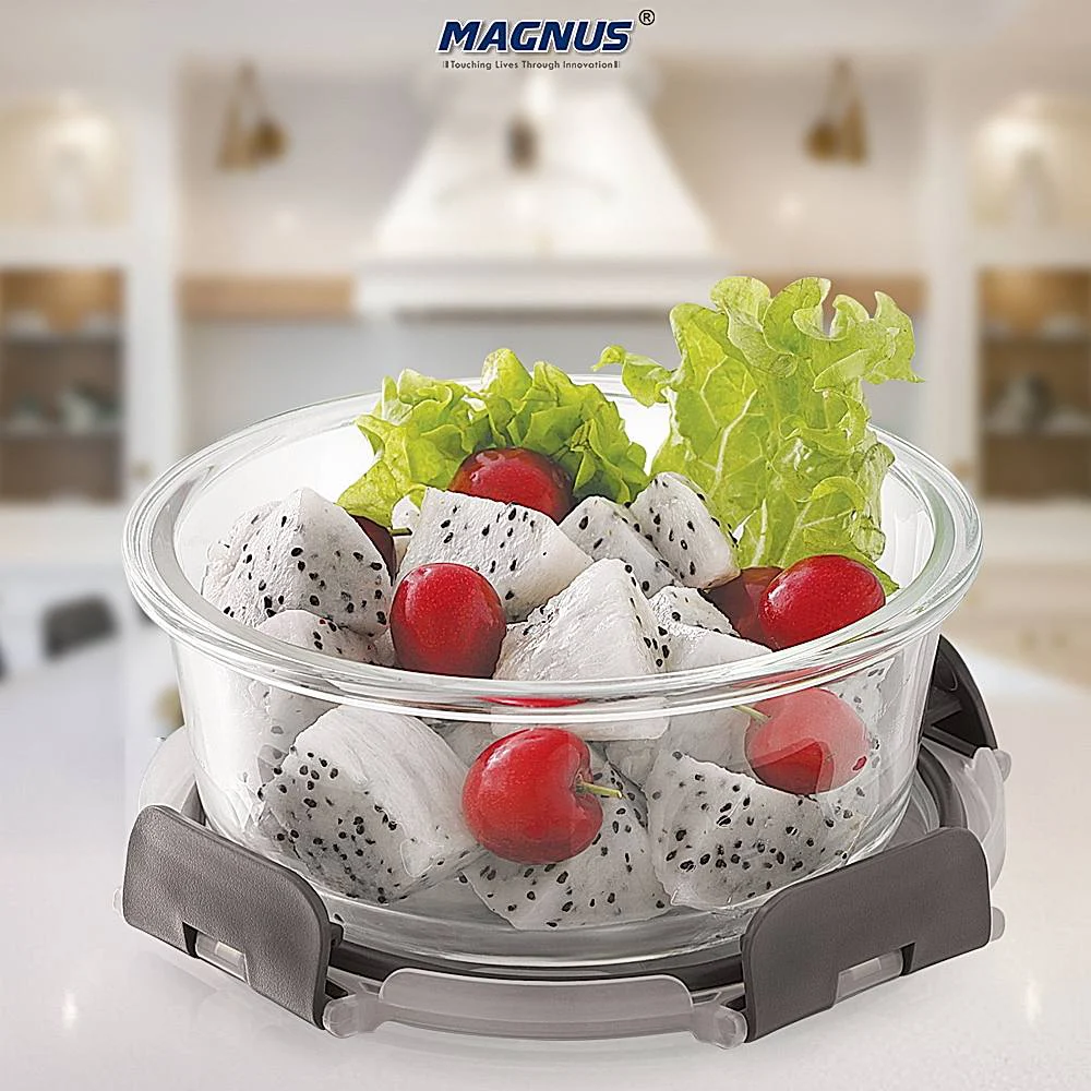 Magnus Glock Round Glass Container (Grey) 620 ml