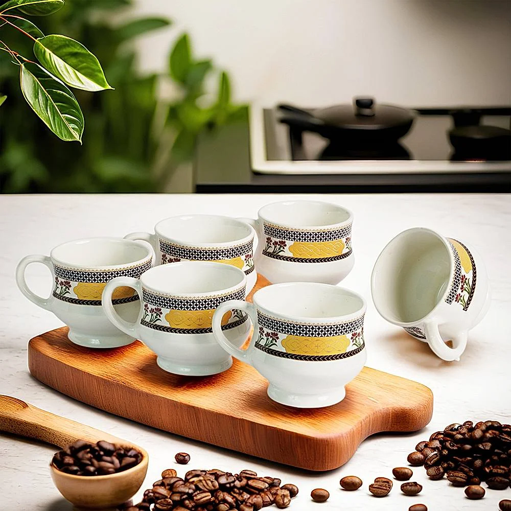 Somny Ceramic Tea Cup Set (130 ml) - 6 Pieces