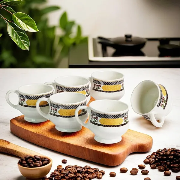 Somny Ceramic Tea Cup Set (130 ml) - 6 Pieces