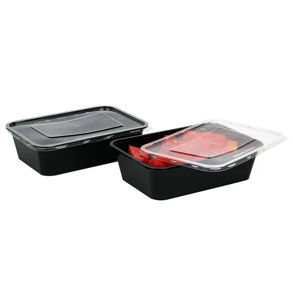 Vinay Trading Rectangular Plastic Container Black (650 ml) - Pack Of 8