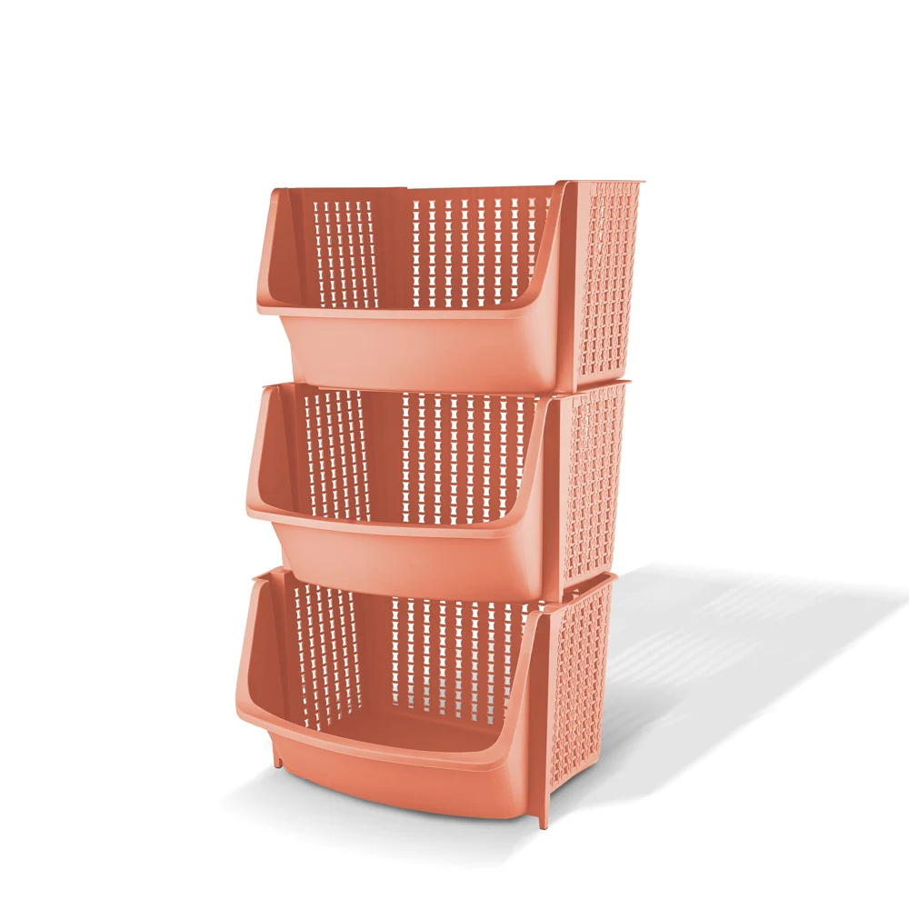 Asian Smart Multipurpose Storage Rack (Almond Brown) - Set Of 3