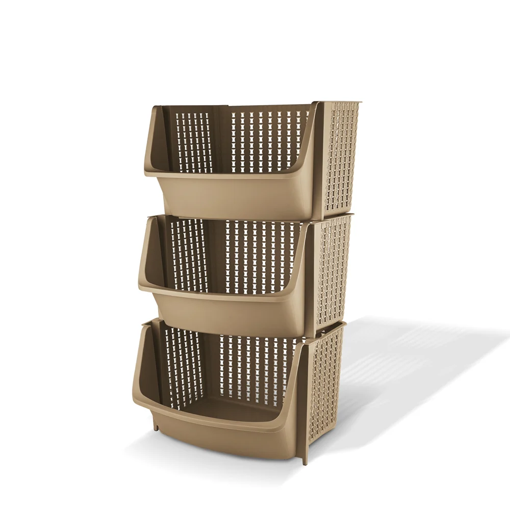 Asian Smart Multipurpose Storage Rack (Coffee Brown) - Set Of 3