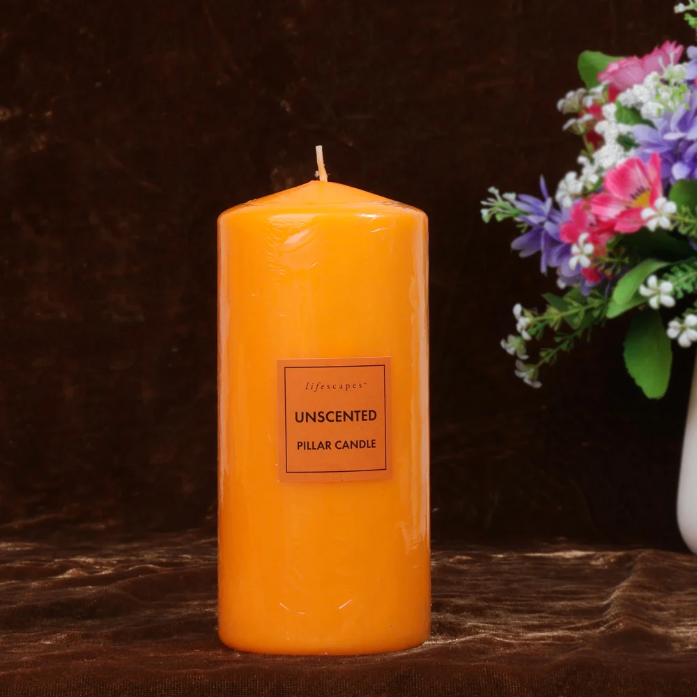 Lifescapes Pillar Candle Unscented (Orange) 480 g