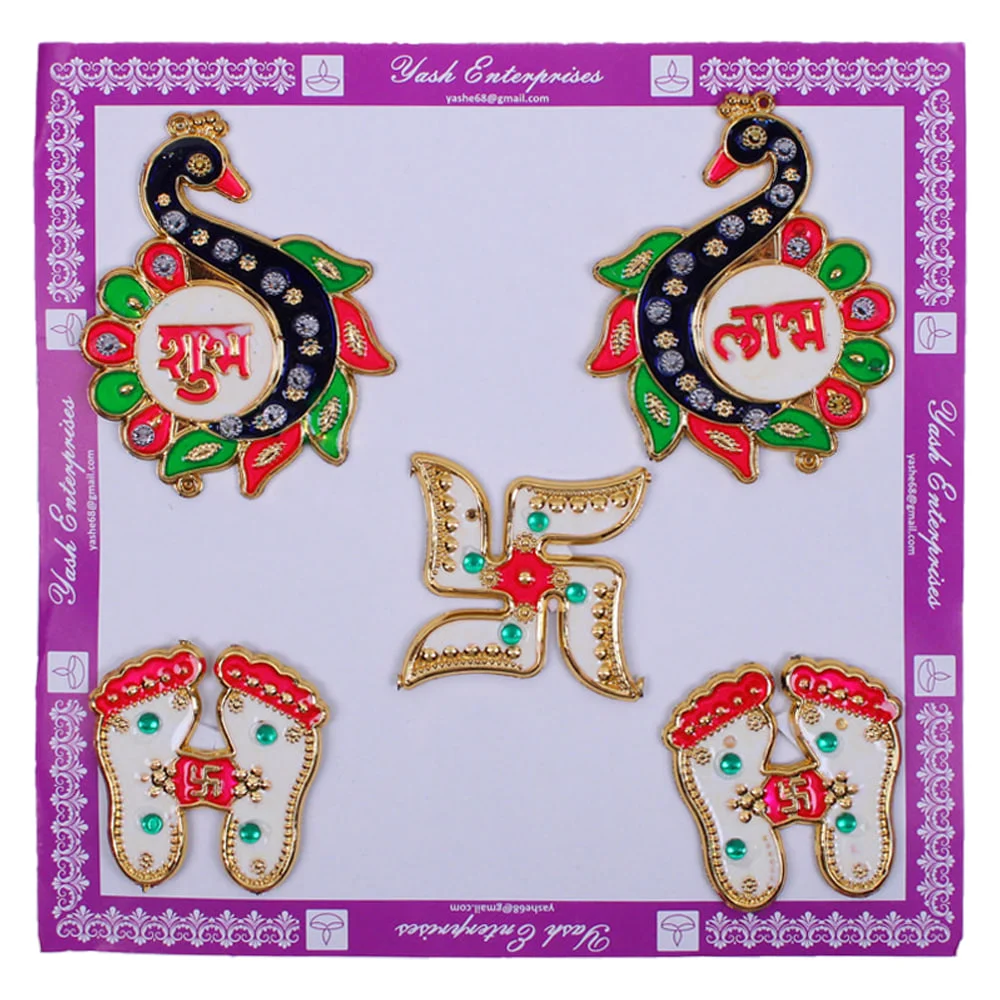 Acrylic Mina Shubh Labh Sticker D6 - 5 Pieces