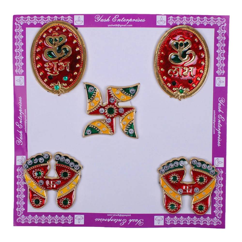 Acrylic Mina Shubh Labh Sticker D10 - 5 Pieces
