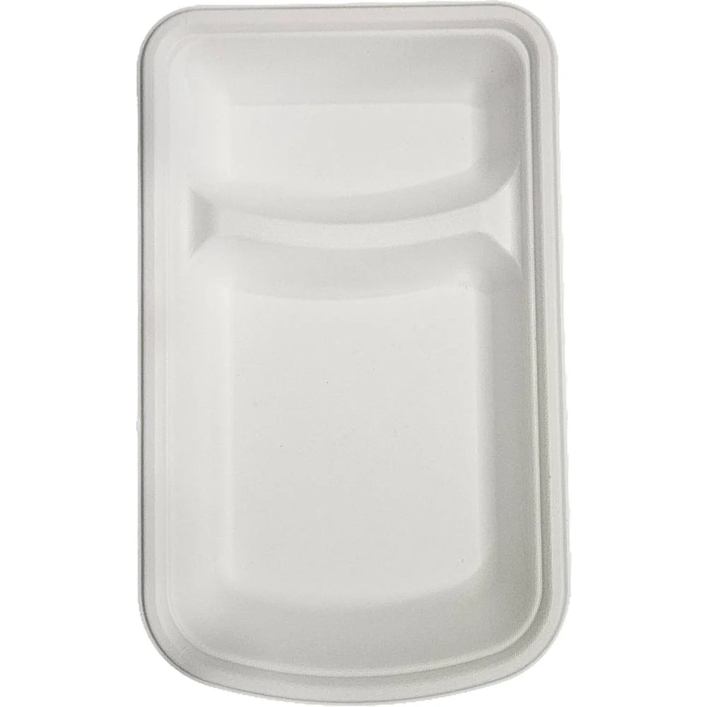 Exim Sonnet Bagasse Disposable Snack Tray 2 Compartment - (30 Piece)