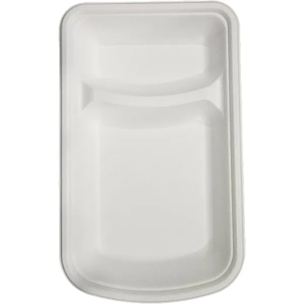 Exim Sonnet Bagasse Disposable Snack Tray 2 Compartment - (30 Piece)