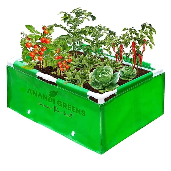 Anandi Green HDPE Rectangular Plant Grown Bag (3x1.5x1) - Green