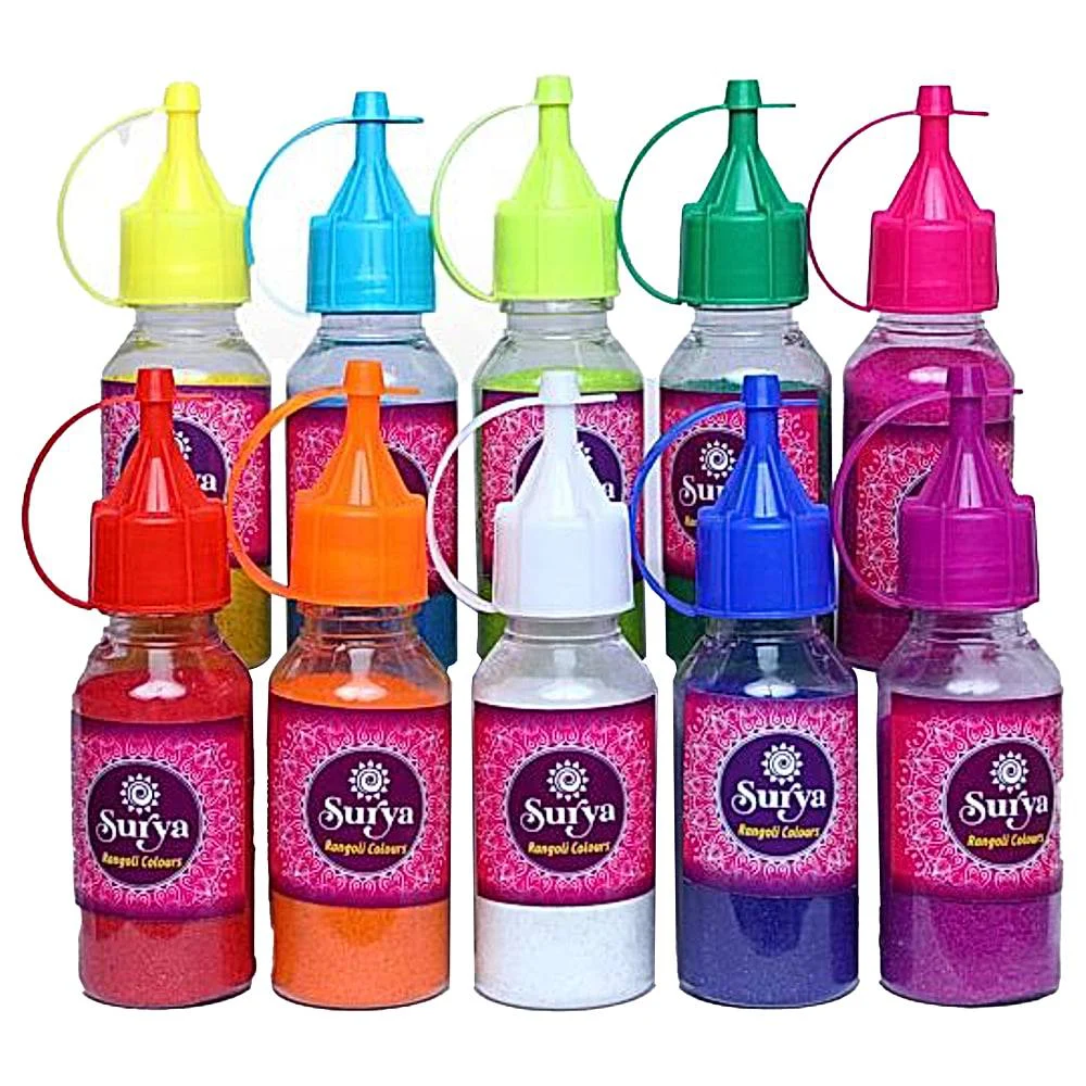 Colorking Surya Rangoli Color Powder Bottle - Pack Of 10