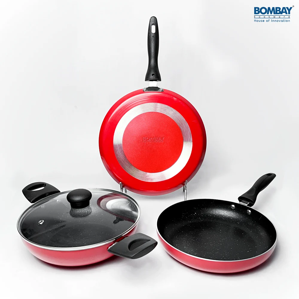 Bombay Kookware 4 Piece Gift Set (Red & Black)
