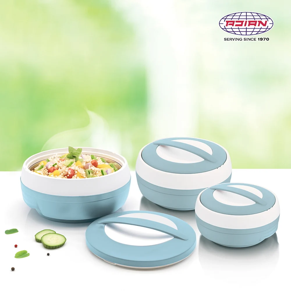 Asian Cosmos Insulated Casserole (Bluish Grey) Set Of 3