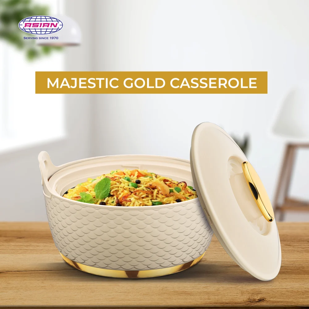 Asian Majestic Gold Insulated Casserole (Beige) 1400 ml