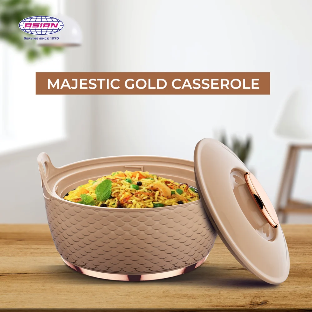 Asian Majestic Gold Insulated Casserole (Rose Beige) 1400 ml