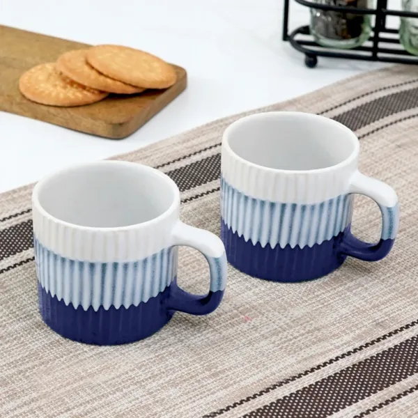 Femora Ceramic Tea Cup (Blue) 180 ml - Set Of 2