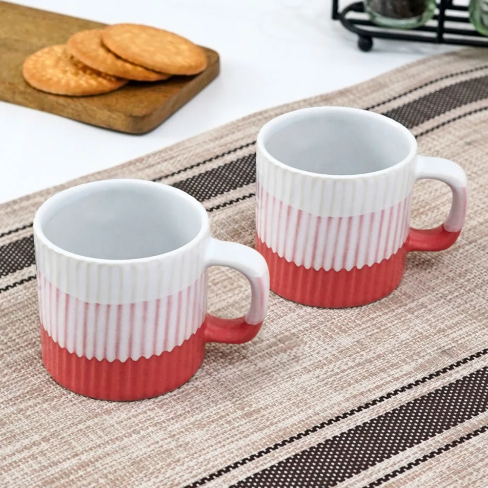 Femora Ceramic Tea Cup (Pink) 180 ml - Set Of 2