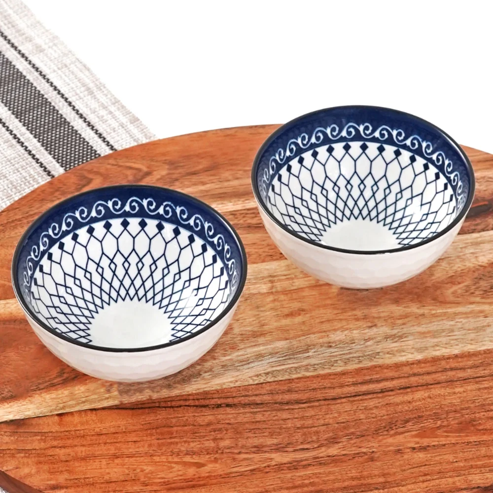Femora Ceramic Bowl (D1) - 315 ml (Multicolour) Set Of 2