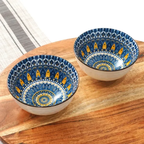 Femora Ceramic Bowl (D2) - 315 ml (Multicolour) Set Of 2
