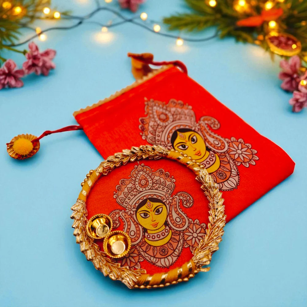 House Of Festival Durga Maa Potli & 6 Inch Pooja Plate