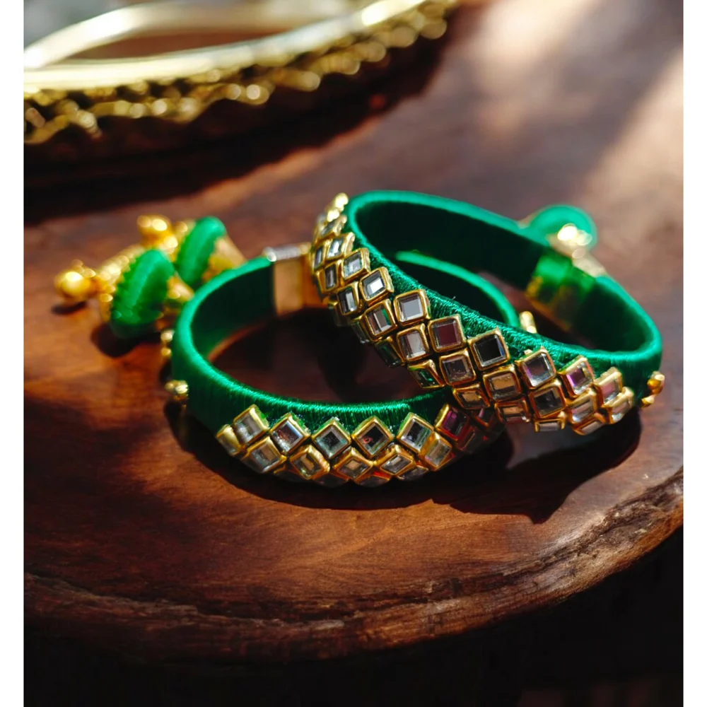House Of Festival Free Size Open Kangan Green Pair